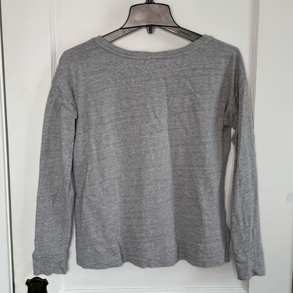 LOFT | Marled Gray Floral Embroidered Long Sleeve Shirt Blouse Top - Picture 3 of 4